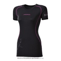E NKRZ ladies bamboo short sleeve T-shirt black/purple sew.