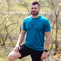 HRUTUR "RAM" short sleeve merino T-shirt petroleum melange