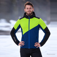 TERRITORY HOODY men's full-zip hoodie black/lime/petroleum