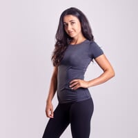 TR TIPICA women's fully bonded sports t-shirt black melange