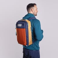 TRAVEL BAG travel backpack terracotta/navy/yellow